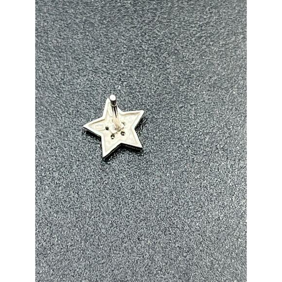 SB Designer 10k White Gold Diamond Chip Star Stud Pierced Earrings *Single - Picture 10 of 11